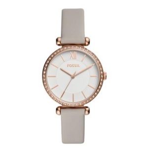 FOSSIL TILLIE THREE-HAND GRAY LEATHER WATCH JEWELRY - BQ3500- ROSE GOLD